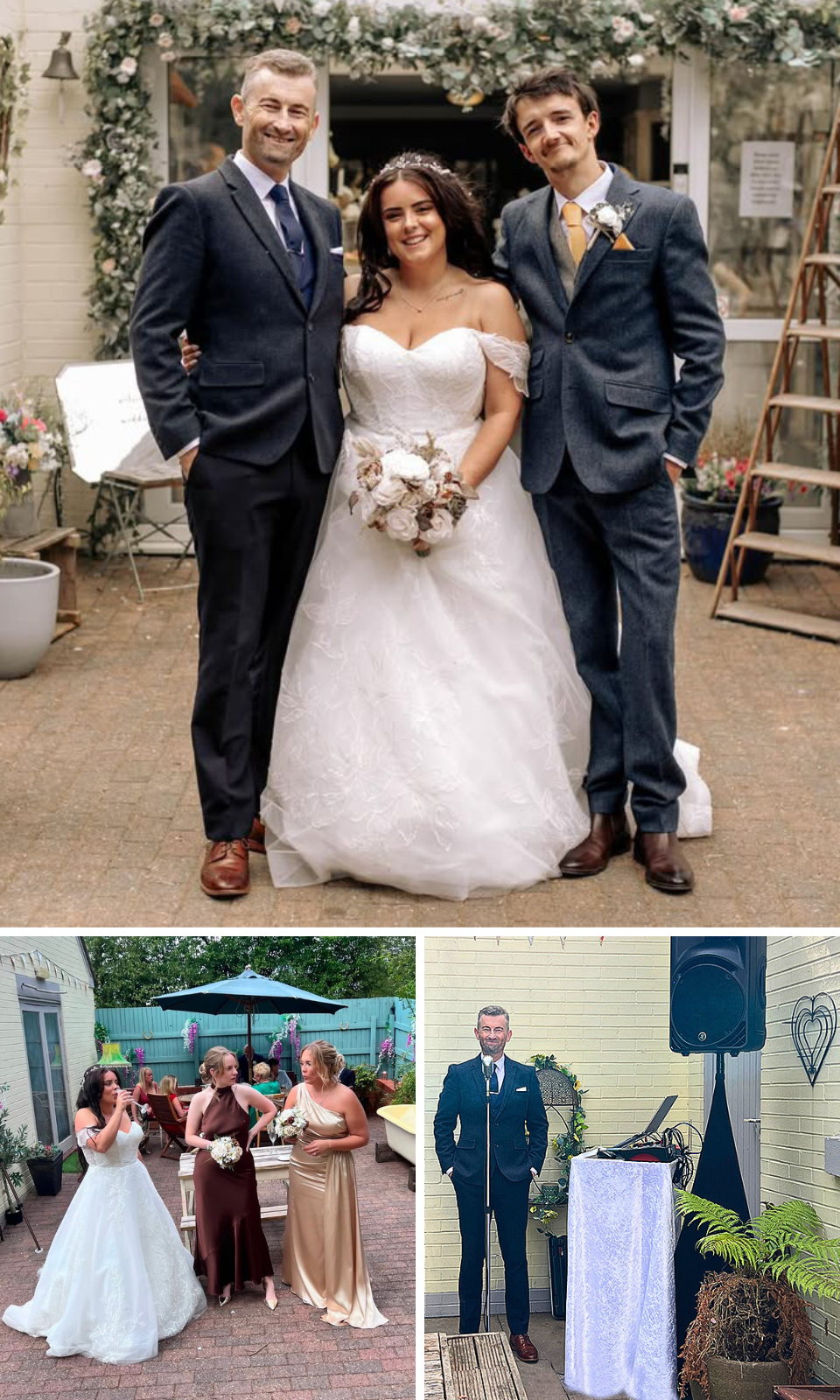 Testimonial and photo collage from Daniel and Kirsty's wedding featuring live wedding singer in Staffordshire.